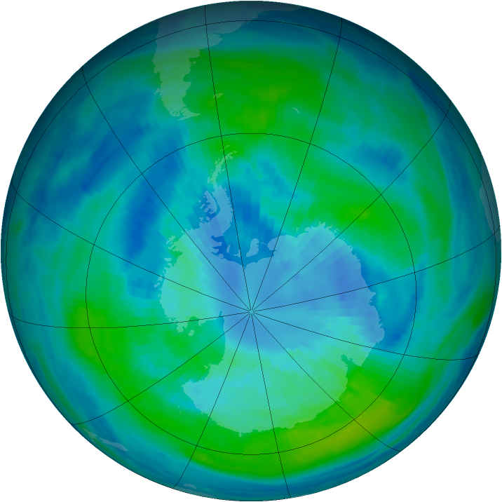 Antarctic ozone map for 28 March 1985